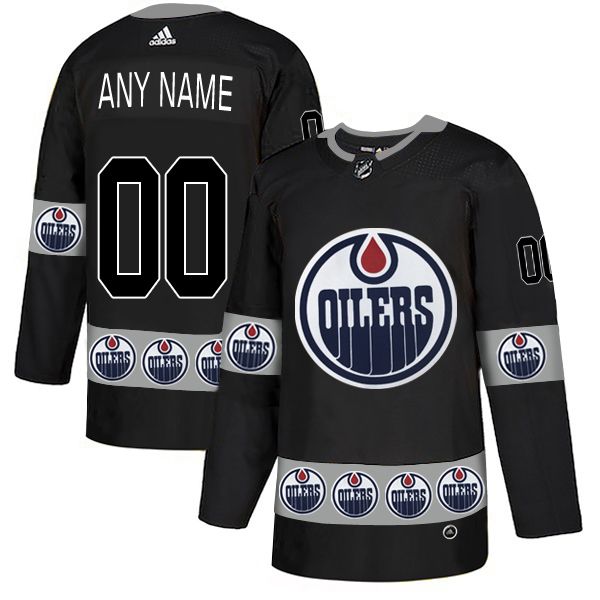 Men Edmonton Oilers #00 Any name Black Custom Adidas Fashion NHL Jersey